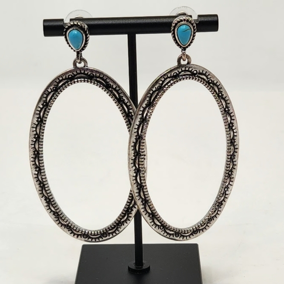 Silver and Turquoise Earrings - Picture 3 of 3